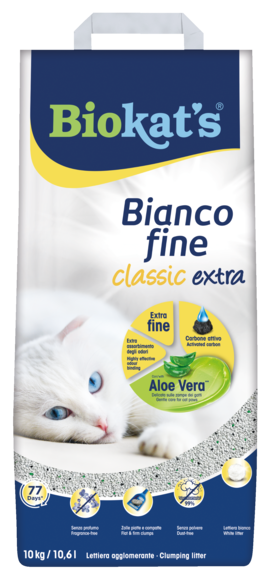 Clumping litters > Biokat's* Bianco fine classic extra with Aloe Vera** 10KG | GIMBORN