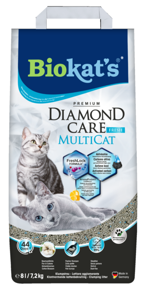 Clumping litters > BIOKAT'S* DIAMOND CARE MULTICAT FRESH 8l | GIMBORN