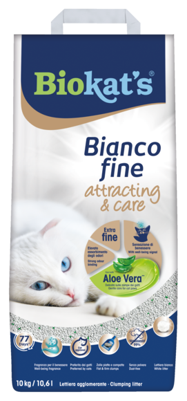 Lettiere agglomeranti > Biokat's* Bianco fine attracting & care con Aloe Vera** 10KG | GIMBORN